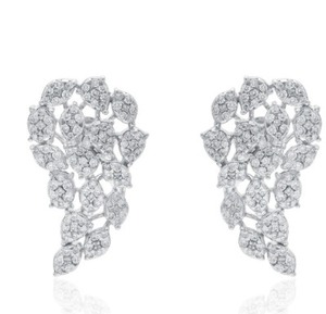 Pendientes de Diamantes Naturales de Corte Brillante en Oro Blanco de 14 Quilates, Joyería de Lujo para Fiestas, Bodas y Eventos, Diseño Elegante para Mujer - Product Image 5