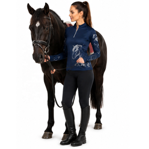 Latest Design Professional Women's Horse Riding Cotton Long Sleeve Base Layer 4-Way <b>Stretch</b> Compression Slim Fit High Rise Shirt - Product Image 3