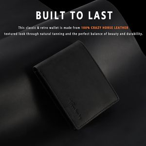 Portafoglio Bifold da Uomo in Vera Pelle Fatto a Mano con 2 Finestre per Documenti, Design Elegante con Blocco RFID, Include Confezione Regalo - Product Image 3