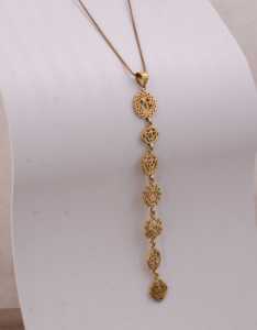 Gold Plated Brass Chakra Pendant <b>Necklace</b> Religious Hindu Symbol Unisex Fashion Jewelry Charm Chain <b>Long</b> Design - Product Image 2