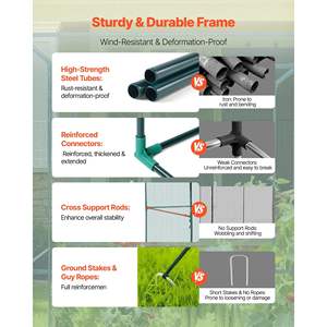 Cage à légumes haute résistante au vent de 7,8 x 3,9 x 5,9 pieds avec porte zippée pour jardin extérieur, patio, pelouse, installation facile, filet surélevé - Product Image 3