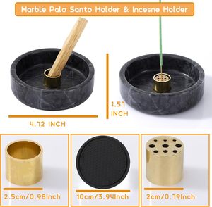 Brûleur d'encens en marbre naturel pour bâtonnets de Palo Santo, porte-bâtonnets d'encens en bois de Palo Santo fait main (noir naturel) - Product Image 3