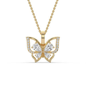 Collier pendentif papillon en diamant de laboratoire or, collier papillon en diamant taille poire, bijoux fins - Product Image 2