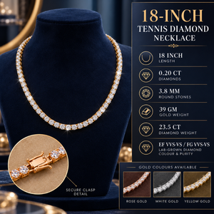 Collar Radiant con Diamante Cultivado en Laboratorio de 18 Pulgadas |   Joyas Finas de Oro de 18 Quilates con Piedras Redondas de 0.20 Quilates y 3.8 mm, 23.5 Quilates, EF VVS VS FG VVS VS, Plataforma B2B - Product Image 5