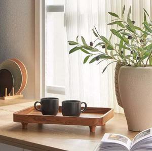 Plateau de service en bois naturel éco-responsable, fait main en bois d'acacia, plateau de présentation alimentaire, fabriqué avec des matériaux de haute qualité - Product Image 4