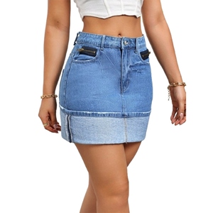 Jupe en jean tendance pour femme, style Y2K, avec poches, taille haute, boutonnée, décontractée, prête à être expédiée - Product Image 1
