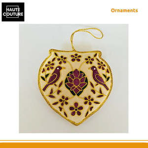 Ornements festifs suspendus en forme d'urne brodés à la main avec des oiseaux et des fleurs roses pour la décoration de la maison à bas prix - Product Image 6