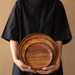 Ensemble d'assiettes en bois de manguier faites à la main, vaisselle en bois naturel pour hôtel, restaurant, mariage, fournitures de traiteur - Product Image 3