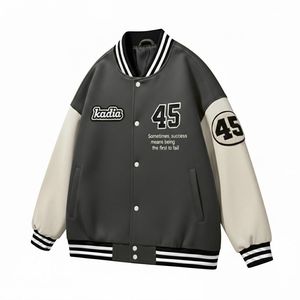 Veste de baseball streetwear pour homme, de haute qualité, avec broderie patchwork, style varsity, coupe bomber oversize, grandes tailles - Product Image 2