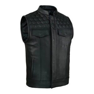 Premium <b>Men</b> Genuine Cowhide Leather Canvas Reversible <b>Vest</b> Winter Waterproof Windproof Adjustable Custom Size Outdoor Outerwear - Product Image 3