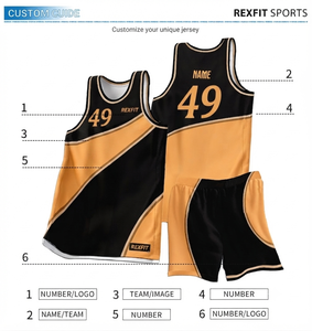 เสื้อบาสเก็ตบอลแบบกลับด้านได้ Rexfit รุ่น Unisex ผ้าโพลีเอสเตอร์ตาข่ายระบายอากาศ ชุดกีฬา พิมพ์ลายโลโก้แบบ Sublimation สำหรับเด็กผู้ชายและผู้ใหญ่ - Product Image 5