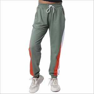 Pantalon de sport pour femme, color block vert sauge, orange et blanc, taille élastique, vente en gros Europe, gym - Product Image 1