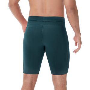 Men's Solid Color Bermuda Shorts Mid Waist Elastic Waist Casual Style with Double Side Pockets Breathable Knitted Fabric - Product Image 3