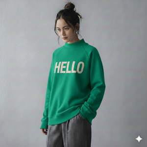 เสื้อสเวตเชิ้ตผู้หญิงคอเต่าทรงโอเวอร์ไซส์ พิมพ์ลายตัวอักษร Hello แขนยาว สวมใส่สบาย ทรงหลวม ผ้าฟลีซ เสื้อกันหนาวฤดูหนาว - Product Image 2