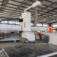 HQ-3220DS Machine de découpe de pierre CNC 5 axes avec scie à pont, caméra et fraises à onglets 4 côtés pour comptoirs en granit et marbre