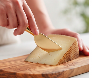 Juego de 3 Cuchillos para Queso, Hoja de Acero Inoxidable Dorado, Mango de Piedra de Ágata, Servidor de Queso, Tenedor, Espátula, Uso en la Cocina - Product Image 5