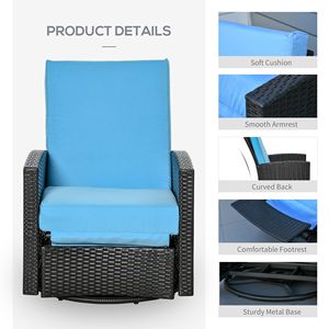 Fauteuil inclinable en rotin tressé pour patio, pivotant à 360 degrés, avec repose-pieds, en rotin PE d'extérieur et coussin moelleux, chaise longue confortable - Product Image 5