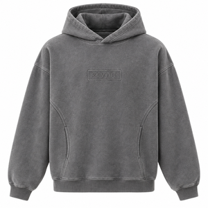 Custom Heavyweight Washed Stone <b>Grey</b> Oversized Hoodie Box <b>Frame</b> Embroidery Men Streetwear OEM Private Label Apparel Manufacturer - Product Image 2