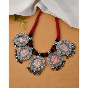 Collar con Pintura de Ganesha en Plata Meera Jaipur, Accesorio de Moda - Product Image 3