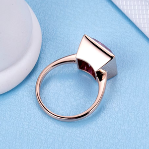 Custom Design pink square Women Engagement Wedding 925 Sterling Silver 14K Gold Moissanite <b>Ring</b> - Product Image 6