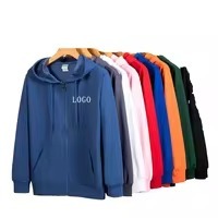 Sweat à capuche zippé pour homme en coton 100% de haute qualité, molleton uni, coupe ample, tricoté, respirant, 380 g/m², épais - Product Image 5