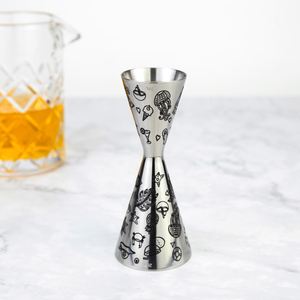 Tiki Engraved 30+60ml 1+2oz Double <b>Sided</b> SS304 Stainless Non-Welding Mr.Slim Bar Cocktail Jigger Bartender Measuring Ounce Cup - Product Image 1