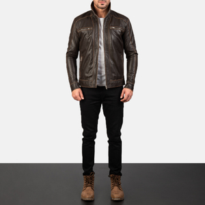 Men Sheep Leather <b>Jacket</b> Slim Fit Button Closure Modern Flap Pockets Short Length Biker Design Made In Pakistan <b>jacket</b> for men - Product Image 1