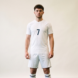 Ensemble de maillots et shorts d'entraînement de football sublimés, respirants, anti-humidité, à manches courtes, athlétiques, toutes saisons, pour adultes, devant - Product Image 1