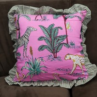 Housse de coussin à volants imprimé animal, style bohème, taie d'oreiller décorative pour la maison, mélange polyester-coton