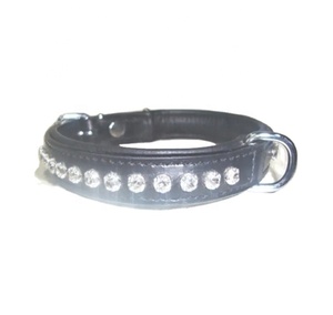 Collar de perro de cuero indio sostenible 100%, cristal parpadeante, gran demanda de remaches decorados con patrón de animales, Internacional Real - Product Image 1