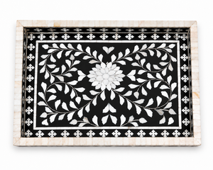 Bandeja de Servir de Madera de Lujo con Incrustaciones de Resina de Concha de Nácar, Bandeja Decorativa Hecha a Mano para Mesa de Centro, Comedor y Decoración Elegante del Hogar - Product Image 4