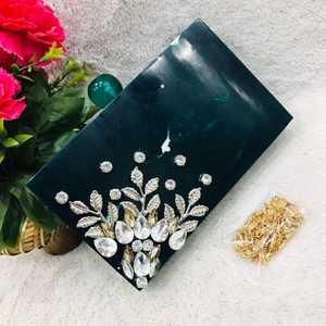 Bolso de Noche Elegante de Resina Acrílica Brillante con Cristales, Cartera de Mano con Diseño Floral y Piedras Preciosas para Boda, Bolso Rígido Chic para Fiesta - Product Image 2