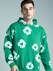 Conjunto de Sudadera con Capucha y Pantalones Holgados Casuales de Invierno Unisex, Chándal de Forro Polar con Estampado Floral Vintage - Product Image 5