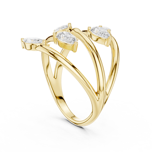 Yellow Gold Marquise Cut Lab Grown Diamond Open Wrap <b>Ring</b> <b>Adjustable</b> Statement Fine Jewelry for Women Gift - Product Image 2