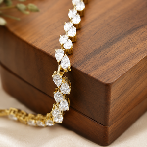Bracelets tennis en forme de goutte d'eau avec diamants, plaqué or jaune 18 carats, moissanite, cadeau de fiançailles classique pour elle - Product Image 4