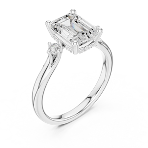 Bague de fiançailles en or massif avec diamant taille émeraude de luxe, bijoux raffinés - Product Image 4