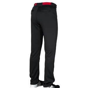Men's Black Baseball Pants With <b>Red</b> Belt Moisture Wicking Polyester Regular Fit Solid Color Adult Size With Pockets - Product Image 3
