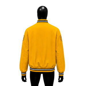 Chaqueta Varsity PREMIUM GOLD con Patrón Geométrico, Corte Regular, Estilo Casual para Otoño, Cuello Camisero, Material de Poliéster, URBAN STR - Product Image 2