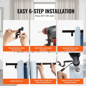Asta Telescopica Doppia per Tende da 1 Pollice, 36-72 Pollici (3-6 Piedi), Aste per Tende da Finestra 24-68 Pollici, Asta Doppia Regolabile 3-6 Piedi - Product Image 4