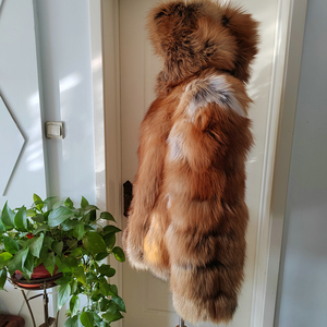 Real fox Fur <b>Long</b> Style Hooded Fur Coat <b>Men's</b> Coat - Product Image 6