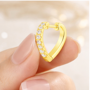 Women's Modern Design Romantic Engagement Fashion <b>Jewelry</b> 10K Gold Custom Natural Diamond Heart Stud Hoop Daily Wear Earring - Product Image 3