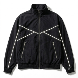 Ensemble coupe-vent streetwear haut de gamme noir et blanc à empiècements contrastants en polyester et nylon, ensemble de vêtements de sport performants OEM ODM - Product Image 2