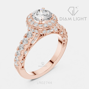 Bague de fiançailles en diamant de laboratoire certifié IGI 1,00 carat, taille ronde, or blanc 14 carats, F+ VS+, pavé, pour mariée, idéale pour offrir - Product Image 4