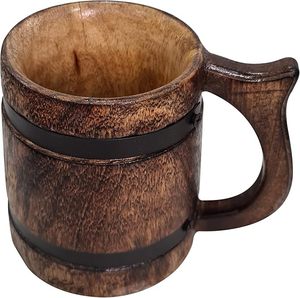Eco-Friendly Polished Wooden Viking <b>Mug</b> with Hand Carved Engraving and Animal Design-Valentine's Day & Halloween Gift - Product Image 3