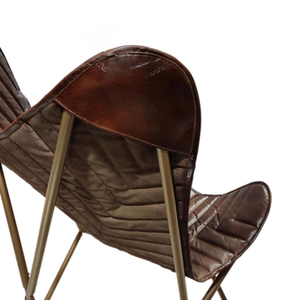 Modern Quilted Dark <b>Brown</b> Leather Butterfly <b>Chair</b> Premium Black Metal Frame Lightweight Handmade <b>Dining</b> Lounge <b>Chair</b> Home Office - Product Image 5