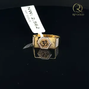 Stylish gold <b>ring</b> with Om design and sparkling stones <b>crafted</b> for men modern spiritual jewelry perfect for wear and gifting - Product Image 3