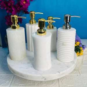 ¡El mejor precio disponible aquí! Dispensador de jabón de manos líquido de mármol blanco al por mayor para juegos de baño - Product Image 1