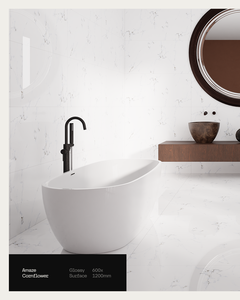 Azulejos de porcelana cerámica esmaltada con aspecto de mármol blanco de 60x120 cm, acabado brillante Amaze Cornflower, diseño Statuario de 600x1200 mm para suelo. - Product Image 2