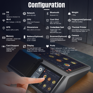 Hardware POS de pantalla dual profesional con sistema <span class=keywords><strong>Android</strong></span> OEM, venta al por mayor, máquina de procesamiento de pago rápido seguro - Product Image 3