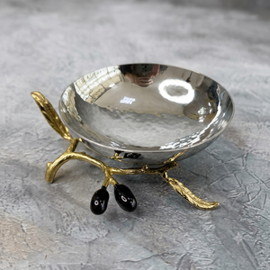 Tazón de Servir Elegante de Acero Inoxidable al por Mayor, Tazón Decorativo con Base Floral Dorada para Servir Ensaladas en Bodas y Fiestas - Product Image 1